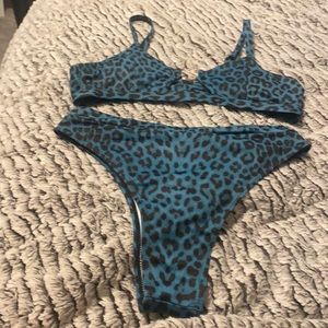 Cheetah print 2 piece bathing suit